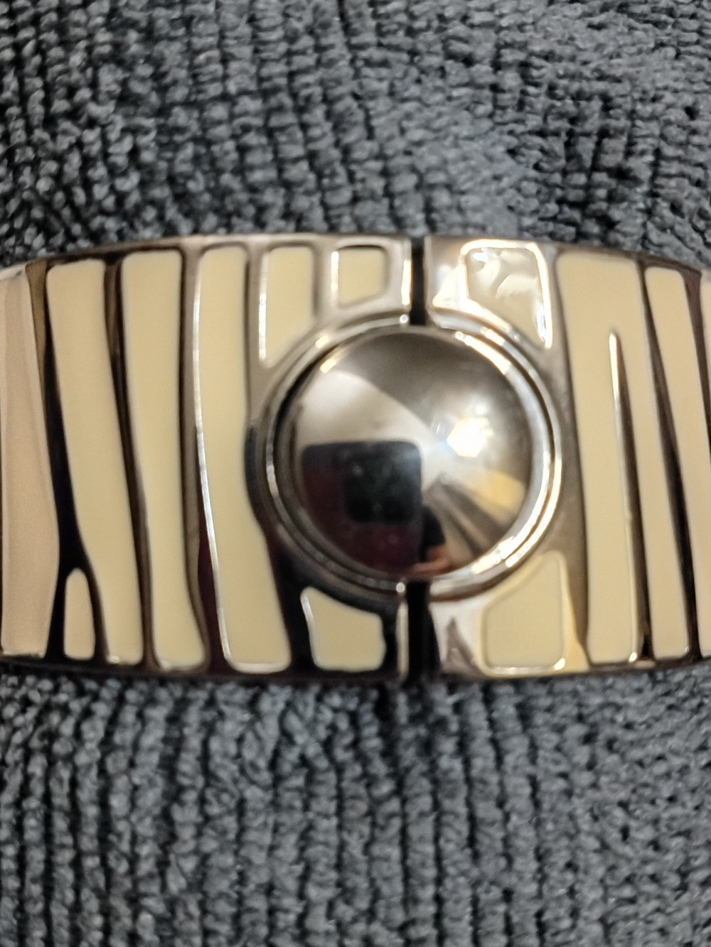 LK Bennett Women's Silver Zebra Pattern Cuff.